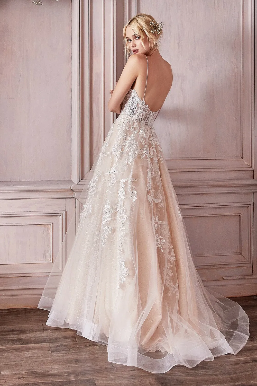 Aicha | Beige Embroidered Bridal Gown w/ Sequins