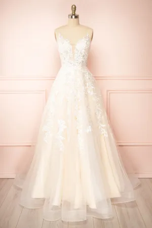 Aicha | Beige Embroidered Bridal Gown w/ Sequins