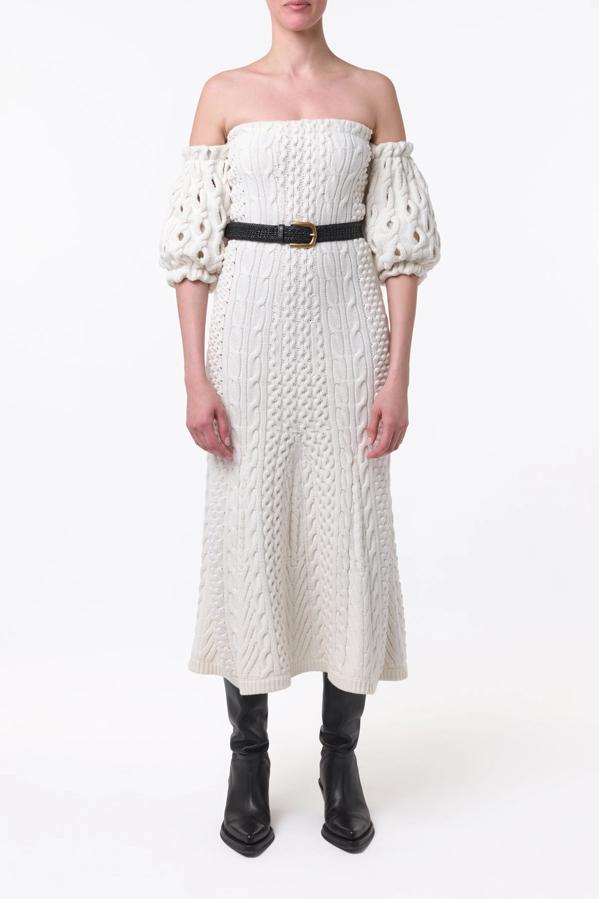 Alastor Knit Maxi Dress in Ivory Wool Cashmere