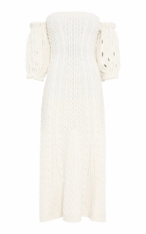 Alastor Knit Maxi Dress in Ivory Wool Cashmere