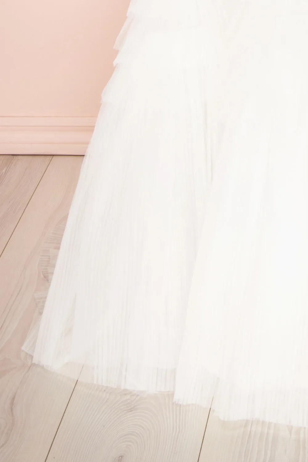 Aristee White | Bustier Layered Tulle Maxi Dress