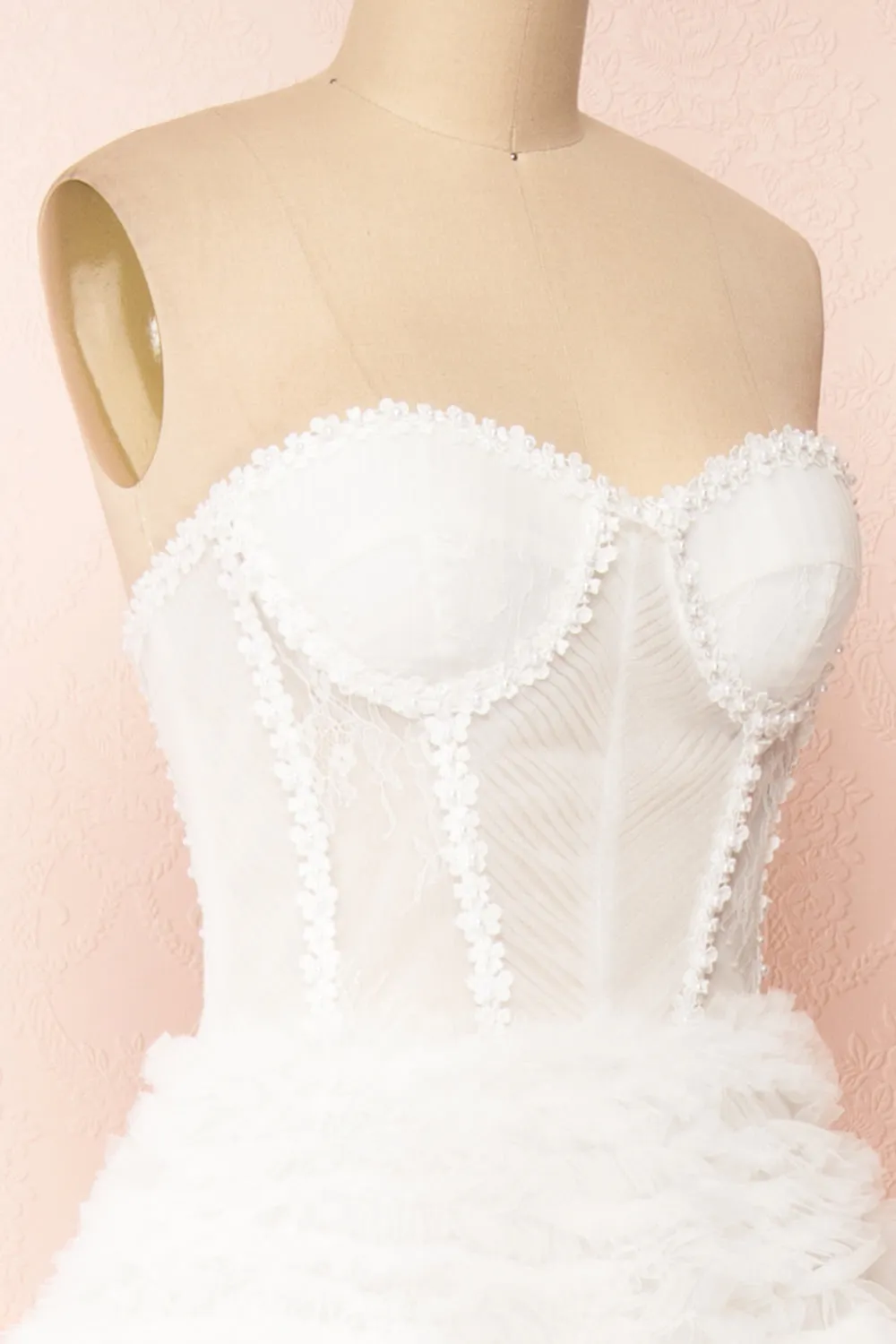 Aristee White | Bustier Layered Tulle Maxi Dress
