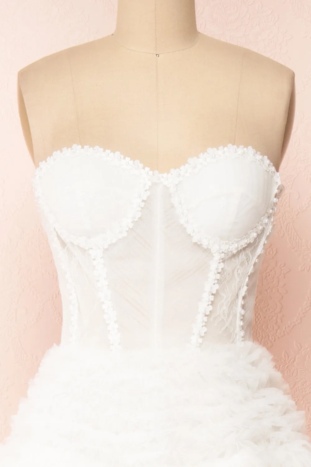 Aristee White | Bustier Layered Tulle Maxi Dress