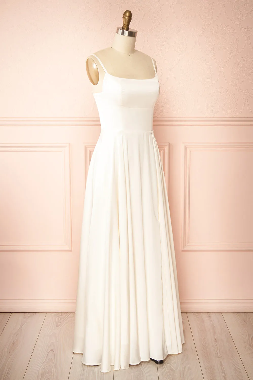 Delfina | Maxi Bridal Satin Dress w/ Slit