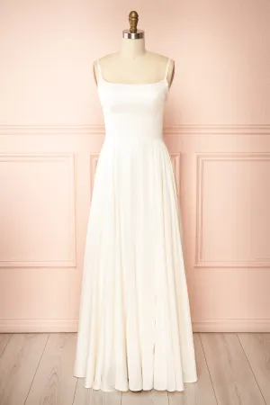 Delfina | Maxi Bridal Satin Dress w/ Slit