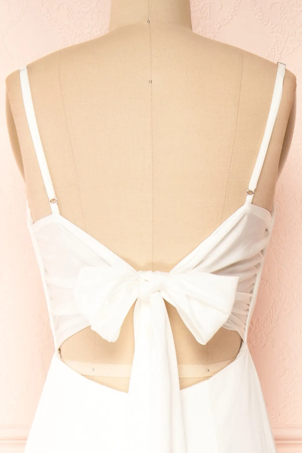 Elarielle | Tie-Back White Cowl Neck Wedding Gown