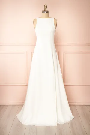 Elenova White | High Neck Gown w/ Train