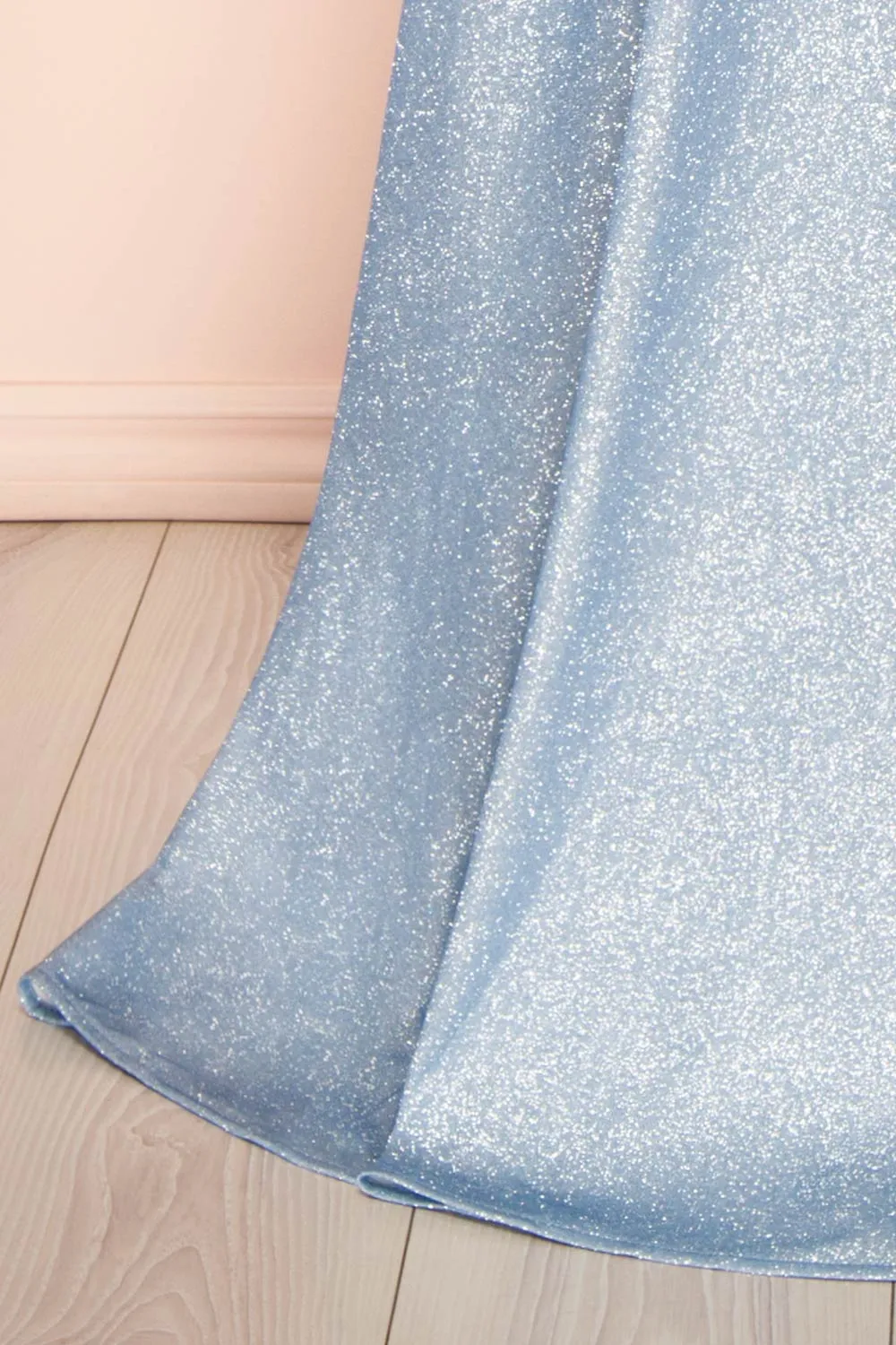 Fitzi Light Blue | Sparkly Strapless Maxi Dress w/ Slit
