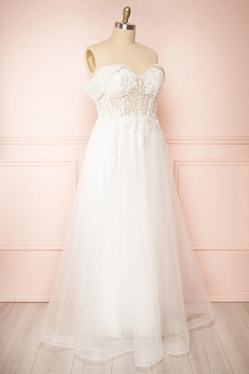 Kahena | Off-The-Shoulder Bridal Gown w/ Floral Embroidery