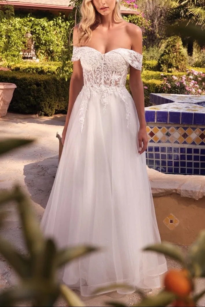 Kahena | Off-The-Shoulder Bridal Gown w/ Floral Embroidery