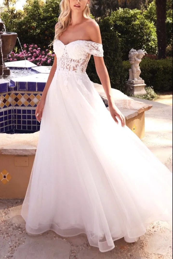 Kahena | Off-The-Shoulder Bridal Gown w/ Floral Embroidery