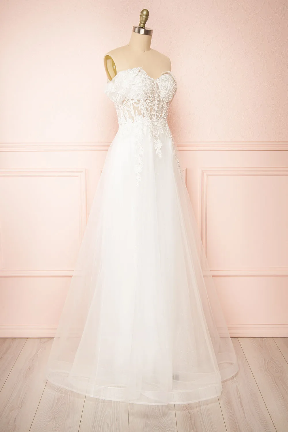 Kahena | Off-The-Shoulder Bridal Gown w/ Floral Embroidery