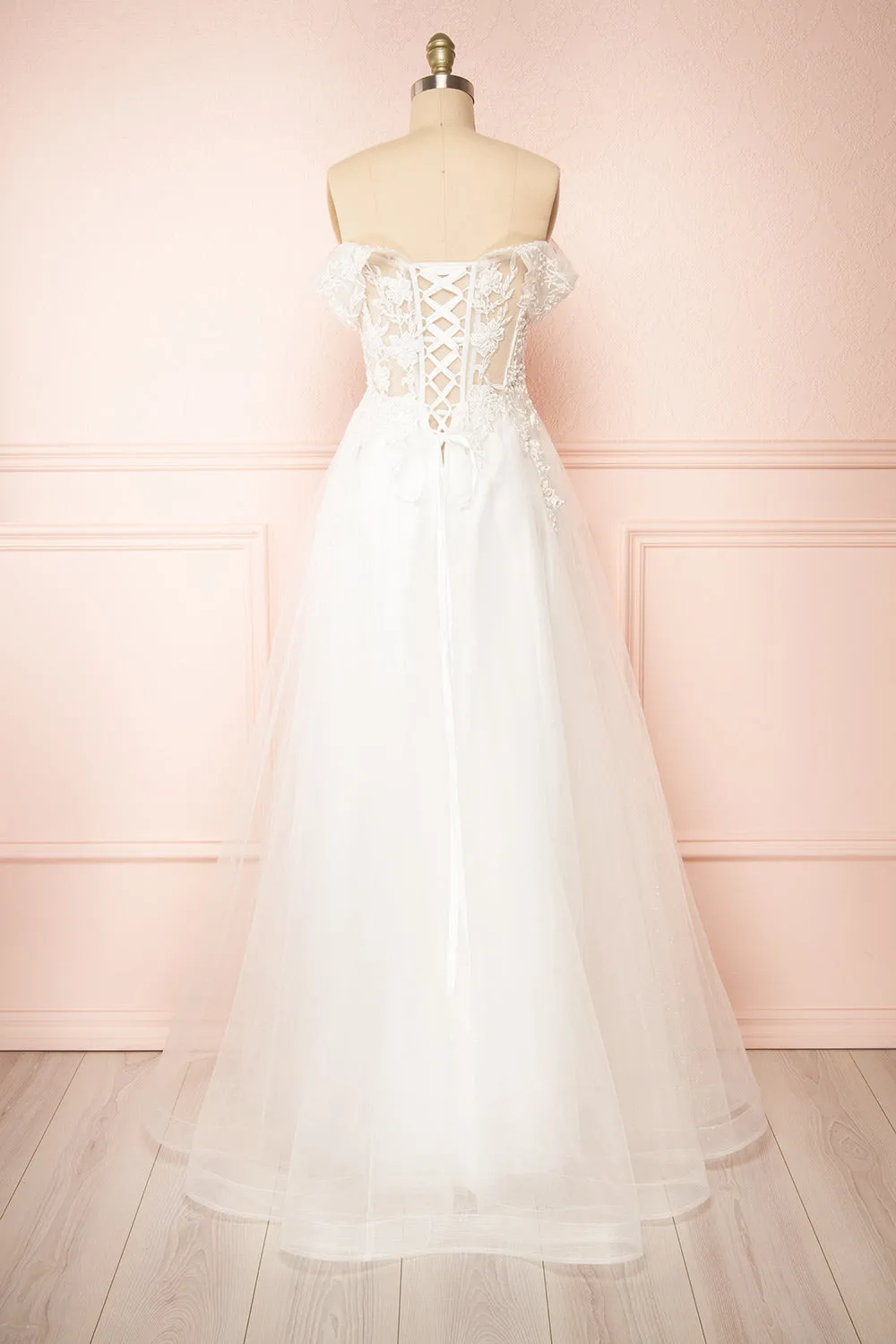 Kahena | Off-The-Shoulder Bridal Gown w/ Floral Embroidery