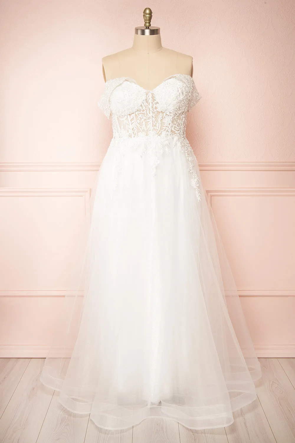 Kahena | Off-The-Shoulder Bridal Gown w/ Floral Embroidery