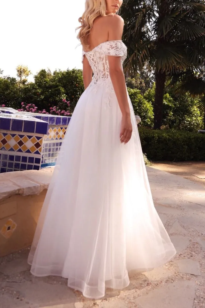 Kahena | Off-The-Shoulder Bridal Gown w/ Floral Embroidery