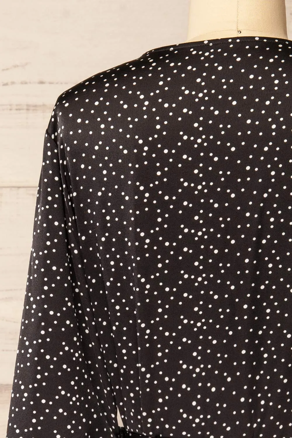 Langon Black | Short Dotted Wrap Dress
