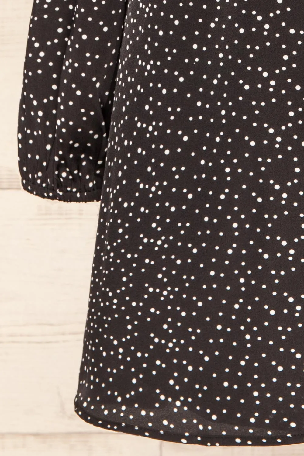Langon Black | Short Dotted Wrap Dress