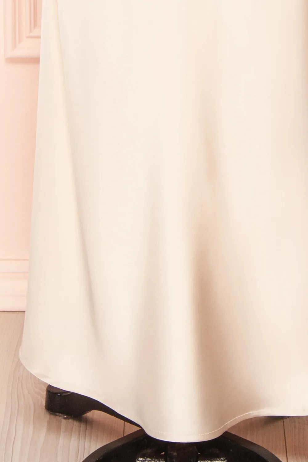 Nairobi Champagne | Satin Maxi Dress w/ Open Back