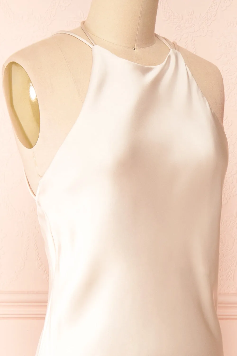 Nairobi Champagne | Satin Maxi Dress w/ Open Back