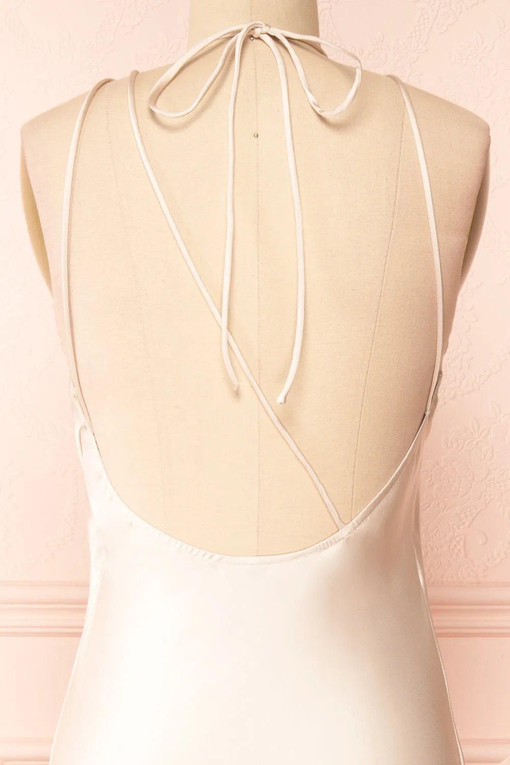 Nairobi Champagne | Satin Maxi Dress w/ Open Back