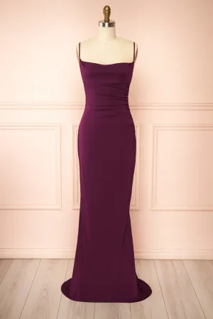 Nayla Purple | Mermaid Maxi Dress w/ Open Back