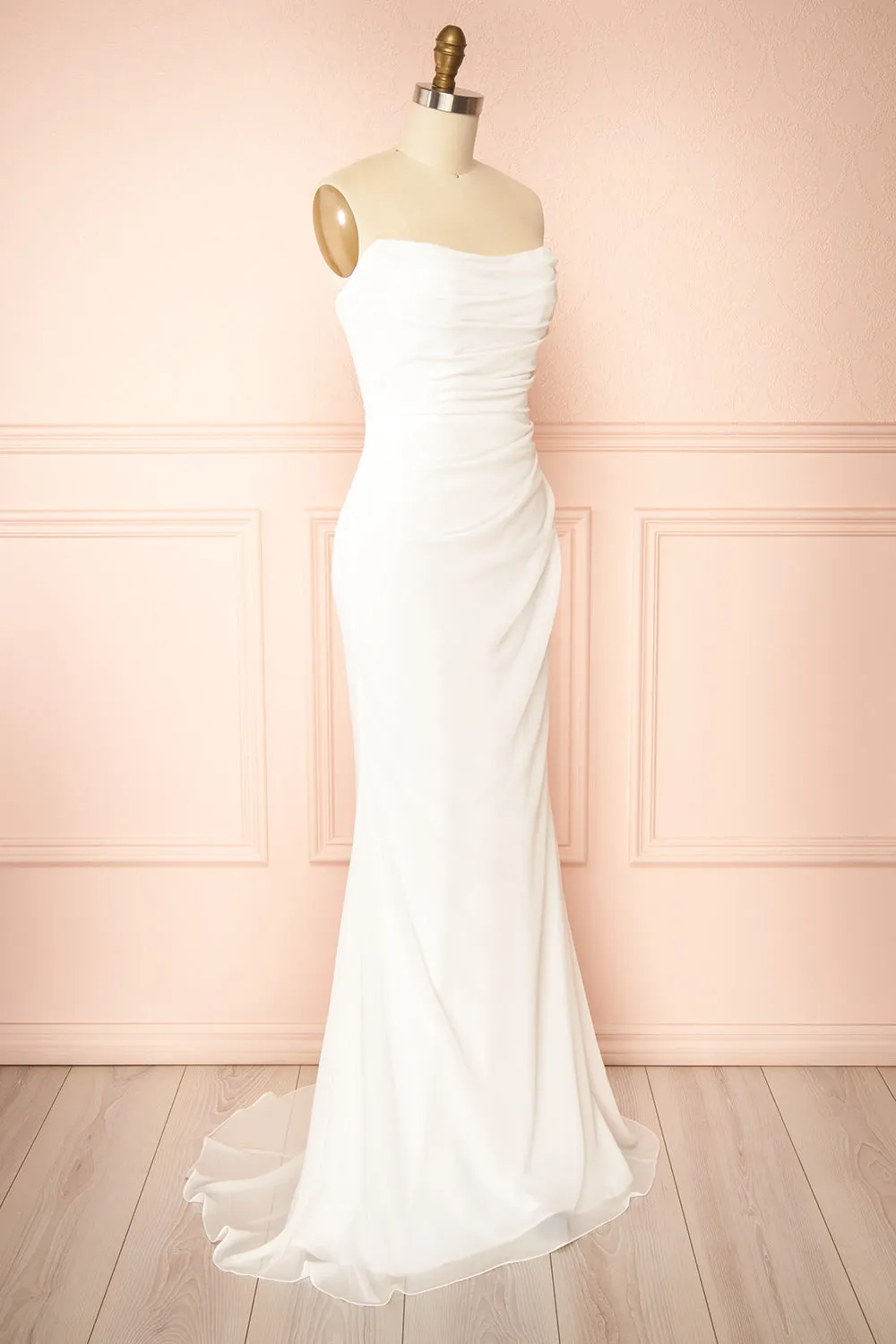 Pricille | Strapless Chiffon Fitted Bridal Dress