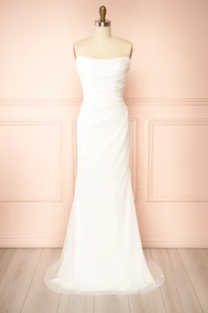 Pricille | Strapless Chiffon Fitted Bridal Dress