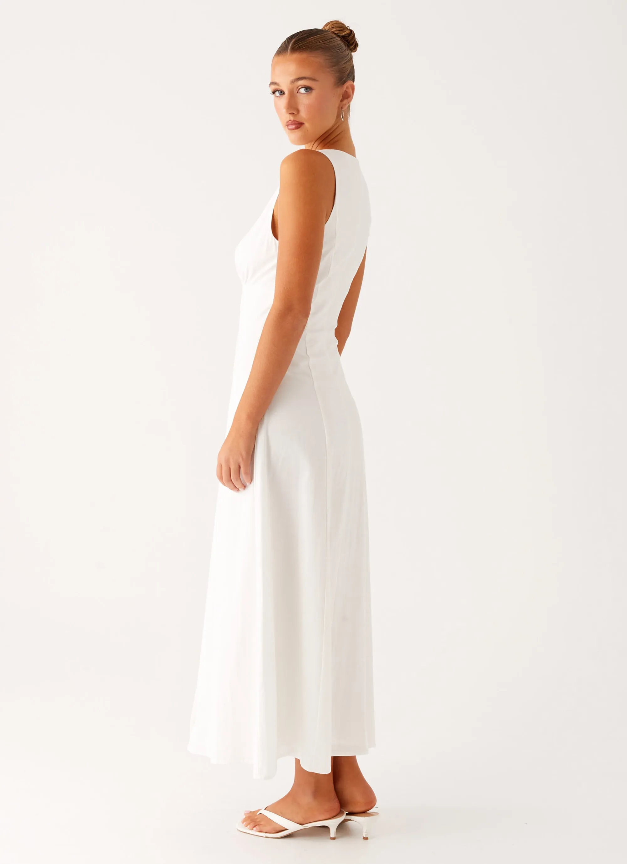 Tamsin Linen Maxi Dress - White