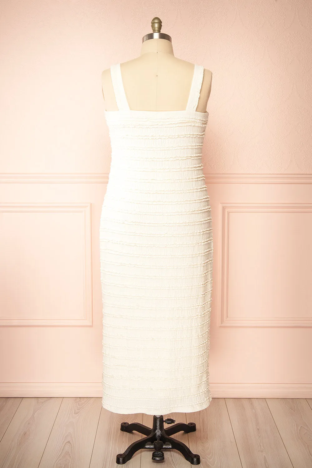 Tiffany | Long Ivory Fitted Dress w/ Lace