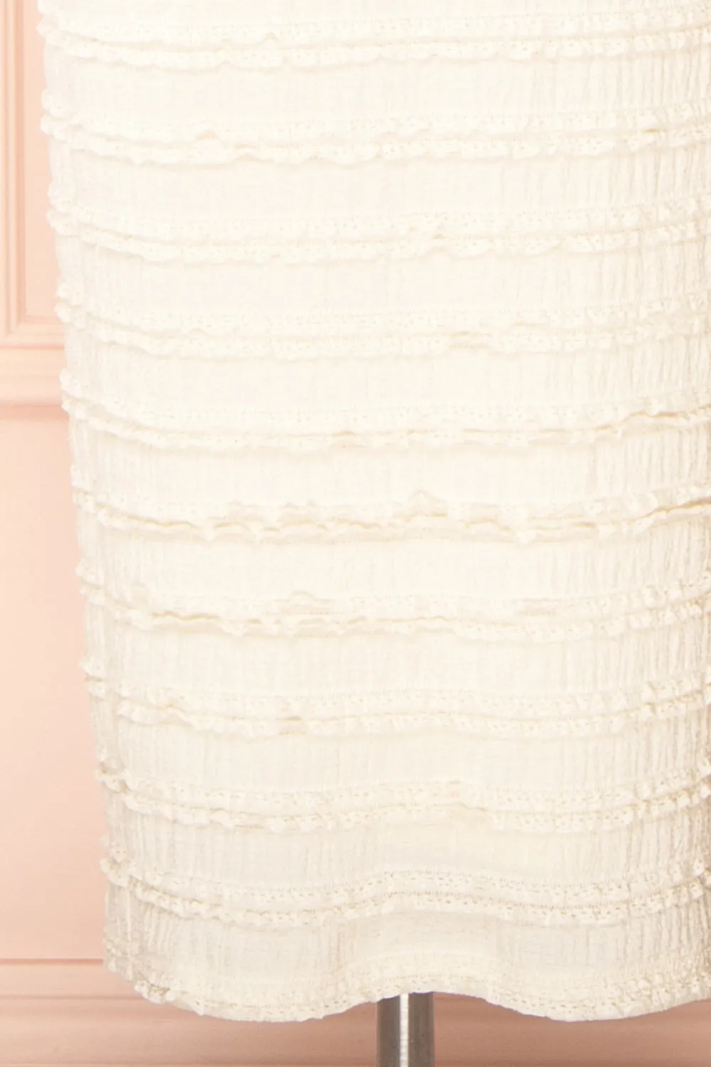 Tiffany | Long Ivory Fitted Dress w/ Lace
