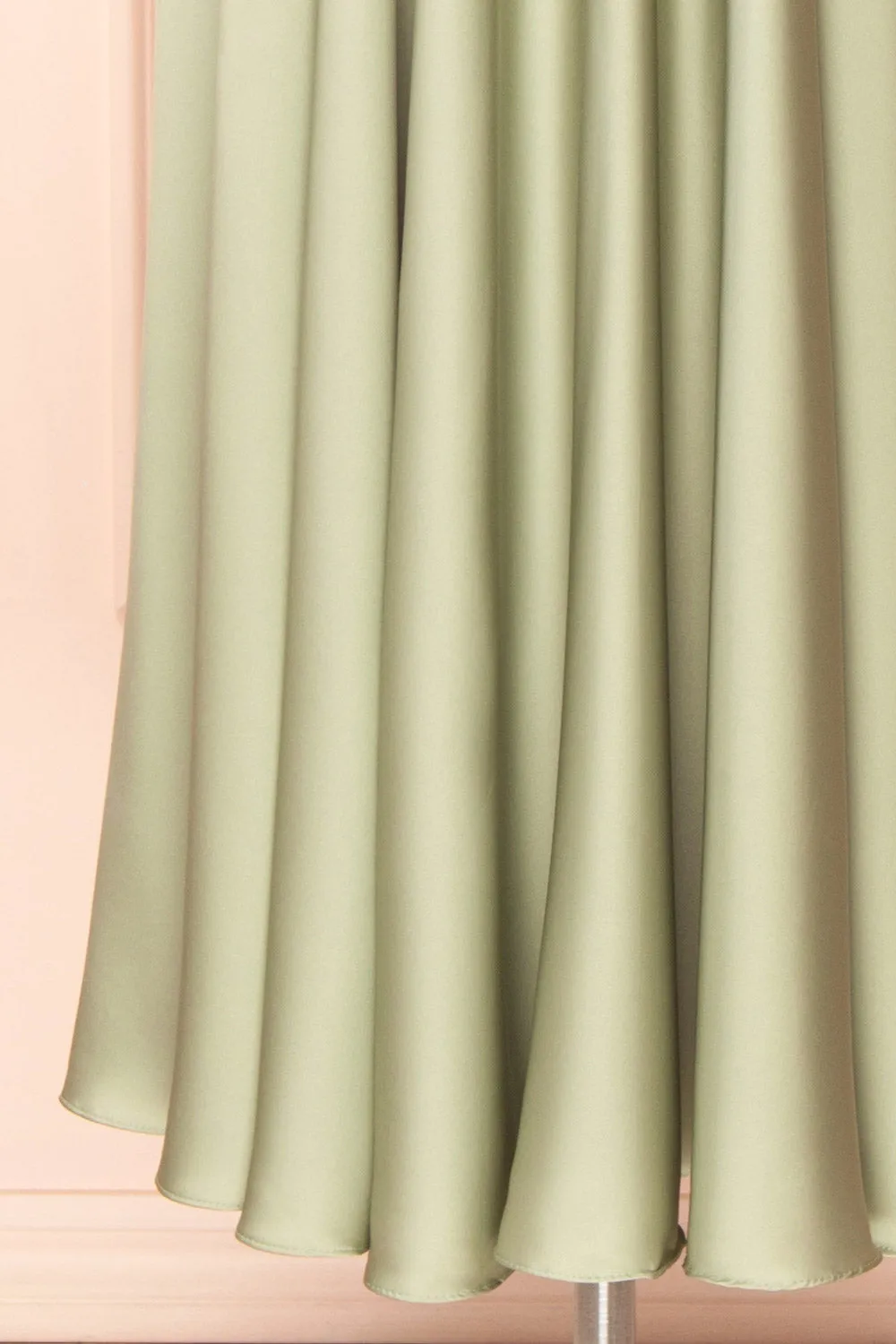 Vida Sage | Satin Midi Dress w/ Tie Straps